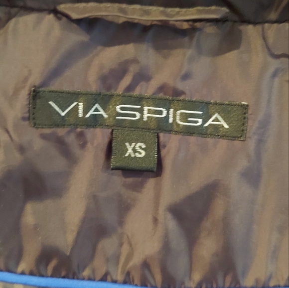 Rabbit fur collar waterfowl feather puffer- removable collar/belt by Via Spiga - Picture 14 of 16